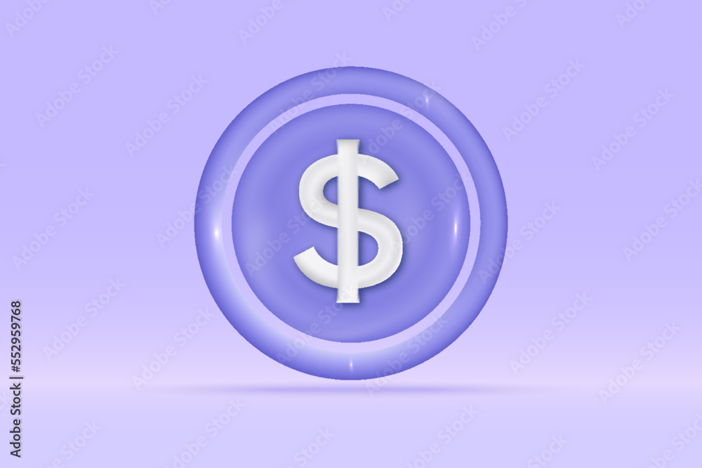 3d money dollar icon Isolated on light blue background. Realistic circle money saving, investment, exchange, finance, budget concept 3d vector rendering illustration. 3d money dollar icon Isolated on light blue background. Realistic circle money saving, investment, exchange, finance, budget concept 3d vector rendering illustration.