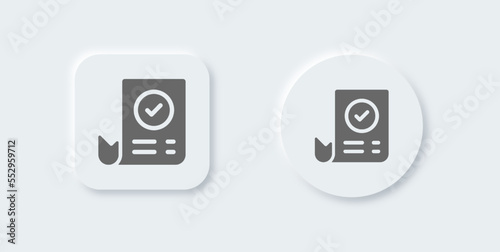 Invoice solid icon in neomorphic design style. Receipt signs vector illustration.