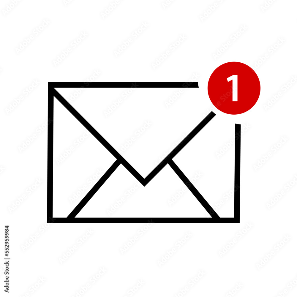 1 email notification icon. Vector. 1 email notification icon. Vector.