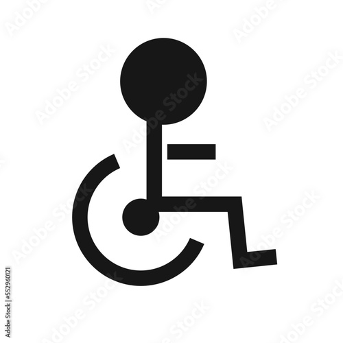 Wheelchair and person silhouette icon. Wheelchair parking. Vector.