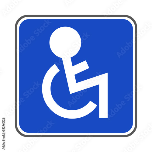 Wheelchair parking sign. Wheelchair area icon. Vector.