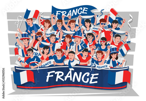 Soccer fans cheering. france team.