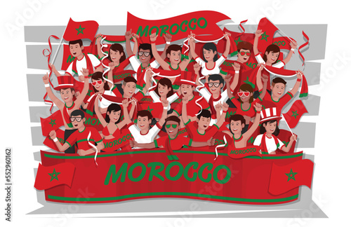 Soccer fans cheering. morocco team.