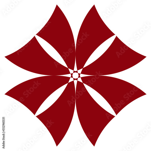 An abstract transparent flower shape design element.