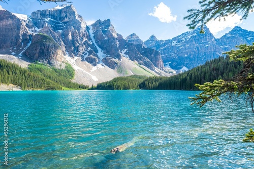 Moraine Lake and driftwood, Rocky Mountains, Banff National Park, Alberta, Canada © AnneSophie