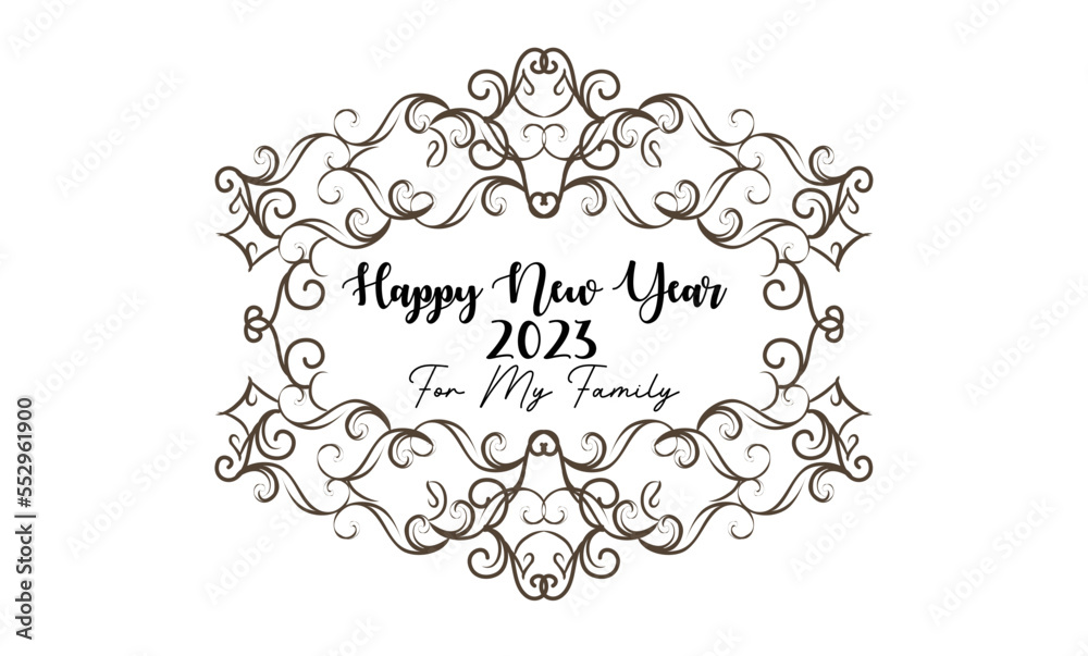 Simple style lines happy new year 2023 black white theme. Vector illustration.
