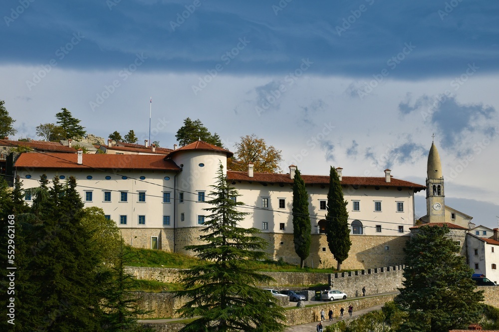 View of Štanjel castle and Parish Church of St. Danijel at Karst in Primorska, Slovenia View of Štanjel castle and Parish Church of St. Danijel at Karst in Primorska, Slovenia