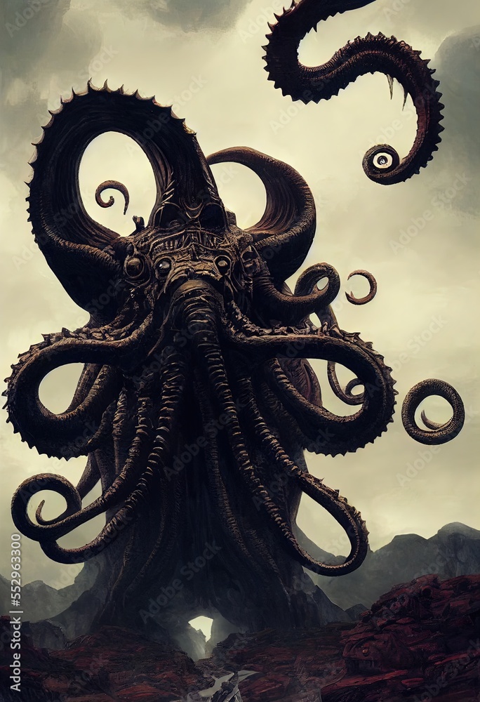 Cthulhu Ancient God Walking Sea Monster with Tentacles - Background for ...