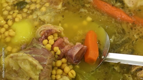 close up of preparation of cocido madrileño