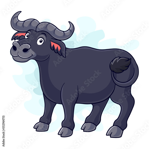 Cartoon funny buffalo isolated on white background photo