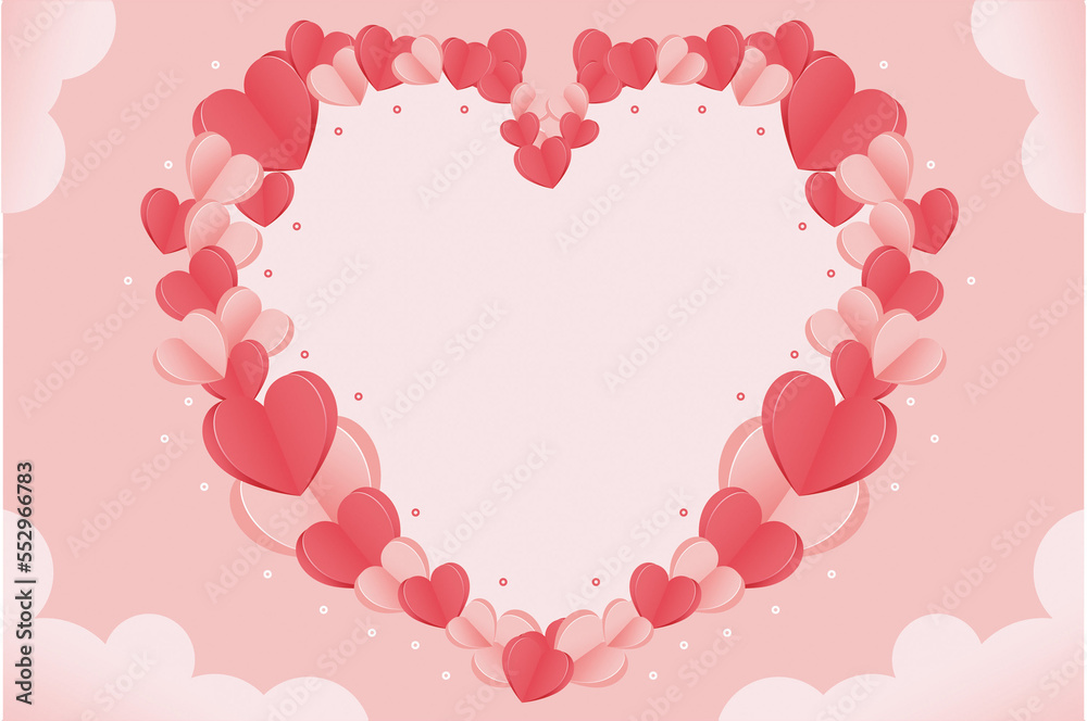pink background with hearts frame