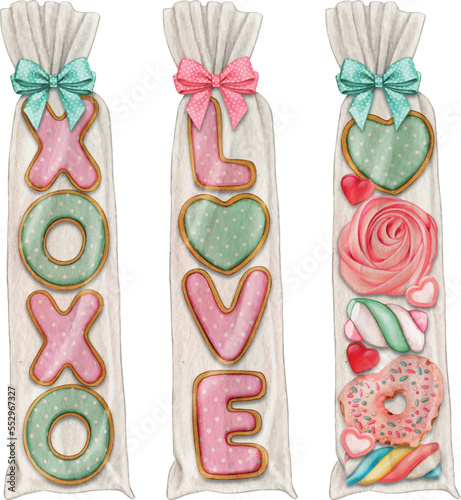 watercolor hand drawn love message cookies