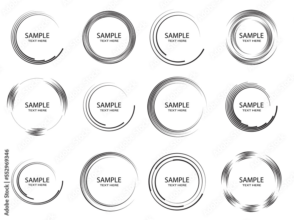 Lines in Circle Form . Spiral Vector Illustration .Technology round Logo . Design element . Abstract Geometric shape . Striped border frame for image Lines in Circle Form . Spiral Vector Illustration .Technology round Logo . Design element . Abstract Geometric shape . Striped border frame for image