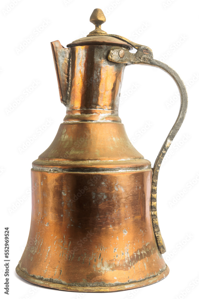 Turkish copper jug on white background. Turkish copper jug on white background.