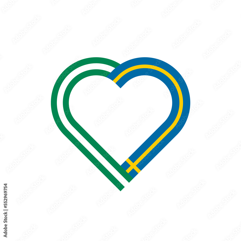 unity concept. heart ribbon icon of nigeria and sweden flags. vector illustration isolated on white background unity concept. heart ribbon icon of nigeria and sweden flags. vector illustration isolated on white background