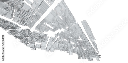 Wallpaper Mural Modern Architecture background. Perspective 3d Wireframe of building.  Torontodigital.ca