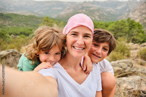 Self-portrait of a woman with cancer and her children