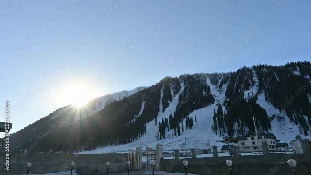 4K timelapse footage of sunrise over snow mountain at Sonmarg Kashmir India
