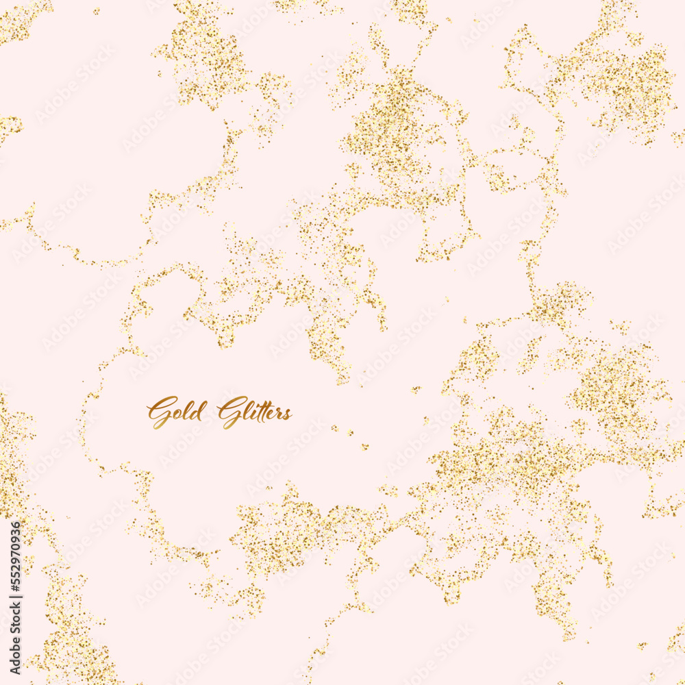Golden sparkling star dust leaves sparkling particles on a white background. Vector glamor fashion concept with golden sparkles