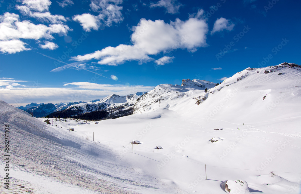 the beautiful snowy Dolomites a splendid day in winter