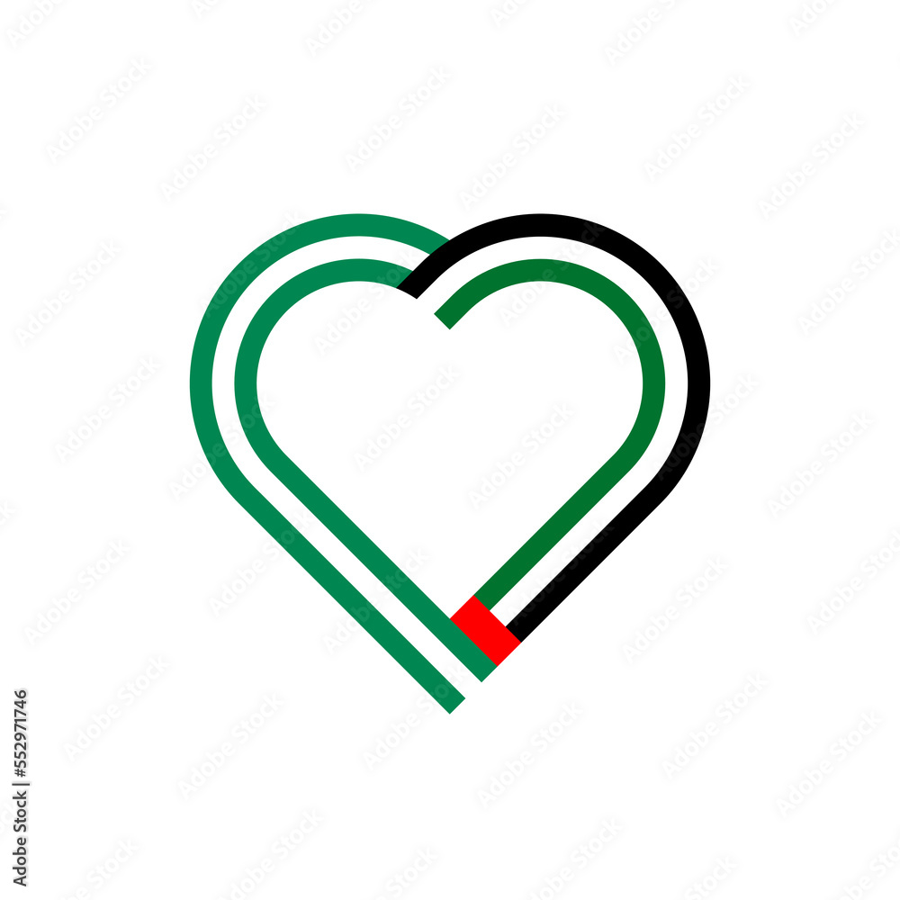unity concept. heart ribbon icon of nigeria and united arab emirates flags. vector illustration isolated on white background unity concept. heart ribbon icon of nigeria and united arab emirates flags. vector illustration isolated on white background