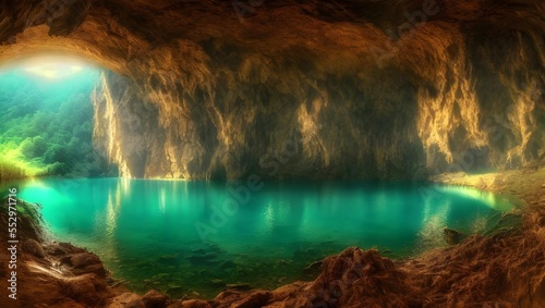 洞窟 湖 © Akira