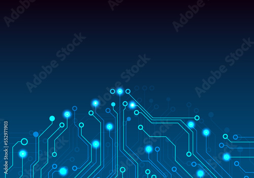 Network connection circuit board background technology that is widely used Emphasizes the use of lines and glow using blue tones.