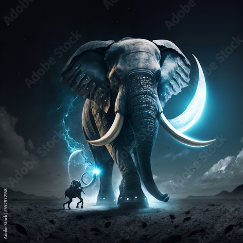 Charging battle elephant, elephant image, war elephant