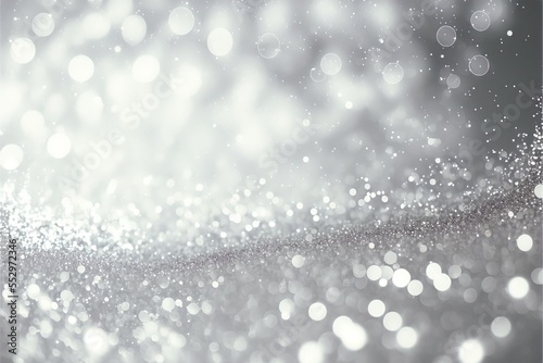 Silvery snow background with light and some bokeh