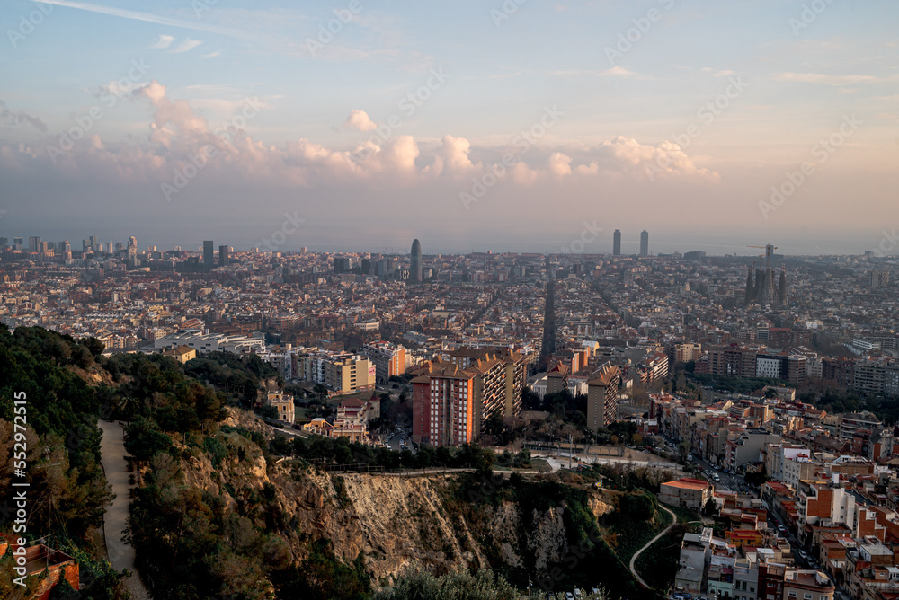 View of Barcelona from MUHBA Turó de la Rovira viewpoint Spain