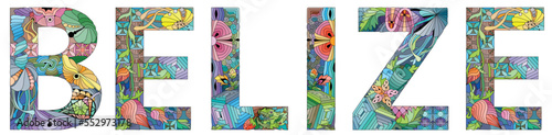Belize is a Caribbean country on the northeastern coast of Central America. Vector decorative zentangle object