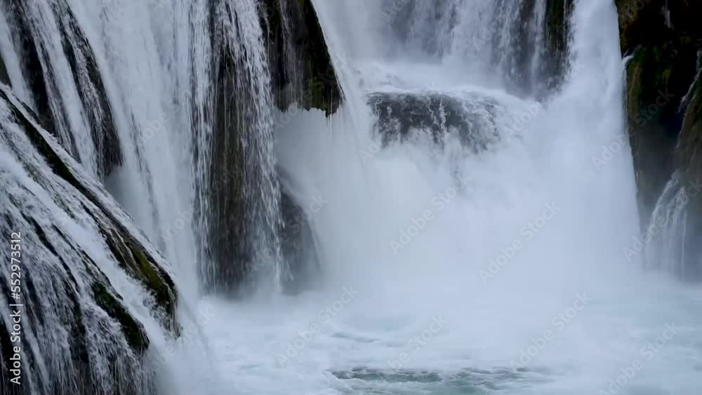 Waterfall and foaming water on Una river in National Park Una near Bihać Waterfall and foaming water on Una river in National Park Una near Bihać