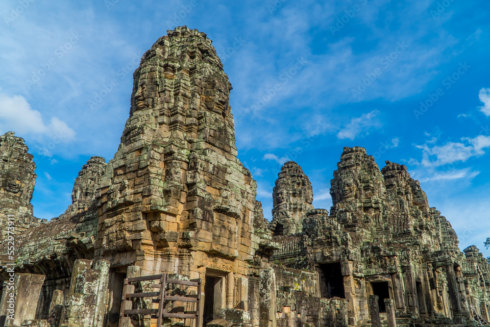 Ancient Khmer temple structures at Bayon Temple - Angkor Wat, Cambodia