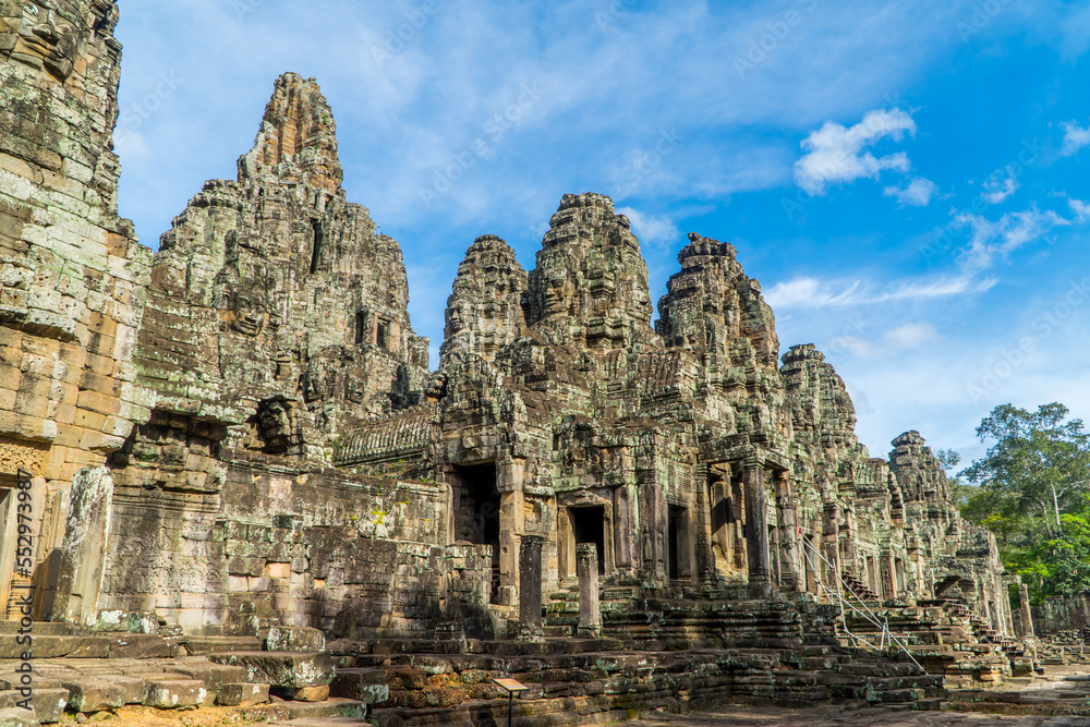Panoramic view of Khmer temple structures at Bayon Temple - Angkor Wat, Cambodia