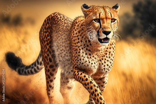 cheetah in wild hunting.