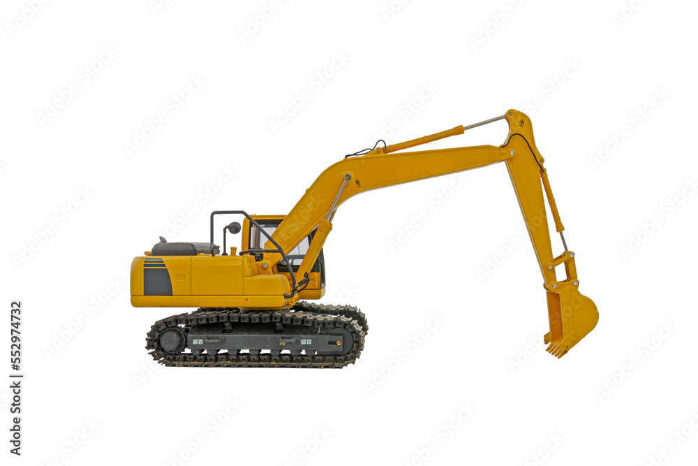 Crawler Excavator with lift up bucket on isolated white background. Crawler Excavator with lift up bucket on isolated white background.