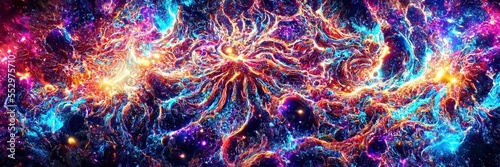 Colorful Universe. Chaos. Fantasy. Sc-fi. Pattern. Generative AI 