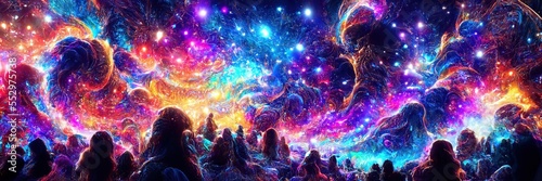 Colorful Universe. Chaos. Fantasy. Sc-fi. Pattern. Generative AI 