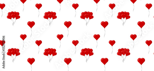 Fototapeta Naklejka Na Ścianę i Meble -  Seamless pattern valentines day  with red balloons for cards, websites, greetings, posters