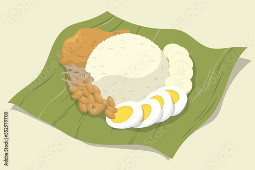 Illustration of nasi lemak in vector design photo