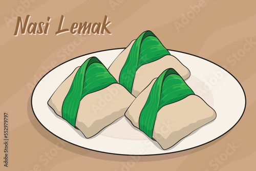 Illustration of nasi lemak in vector design photo