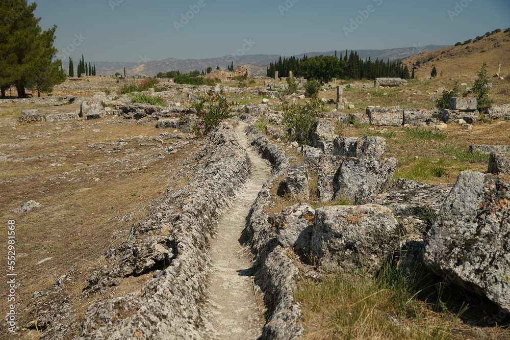 Water Canal at Hierapolis Ancient City, Pamukkale, Denizli, Turkiye