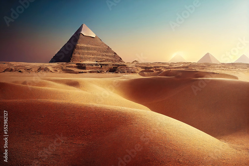 Ruins of old pyramids in desert of Egypt as digital illustration  Generative AI 