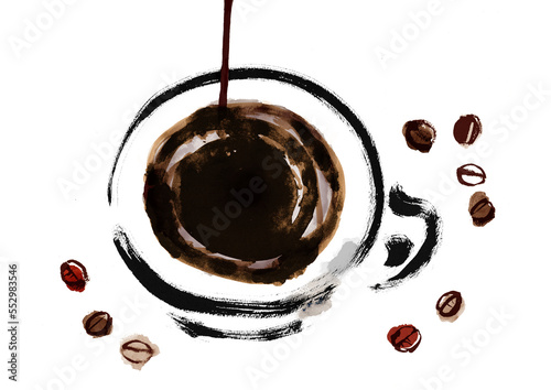 コーヒーの手描きイラスト