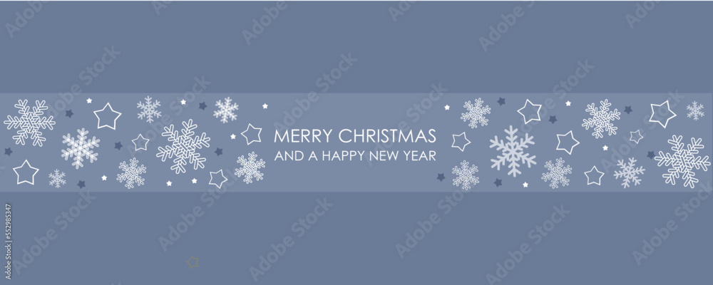 Vector illustration. Merry Christmas and a Happy New Year. Snowflake pattern. Banner, Christmas card, Flyer design, advertising, social media content, template