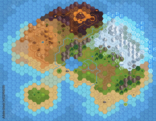 Canvastavla Big Hex Map for RPG or Board Game