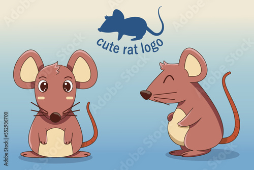 Cute baby rat character cartoon flat style  Woodland  Print Design  vector illustrations
