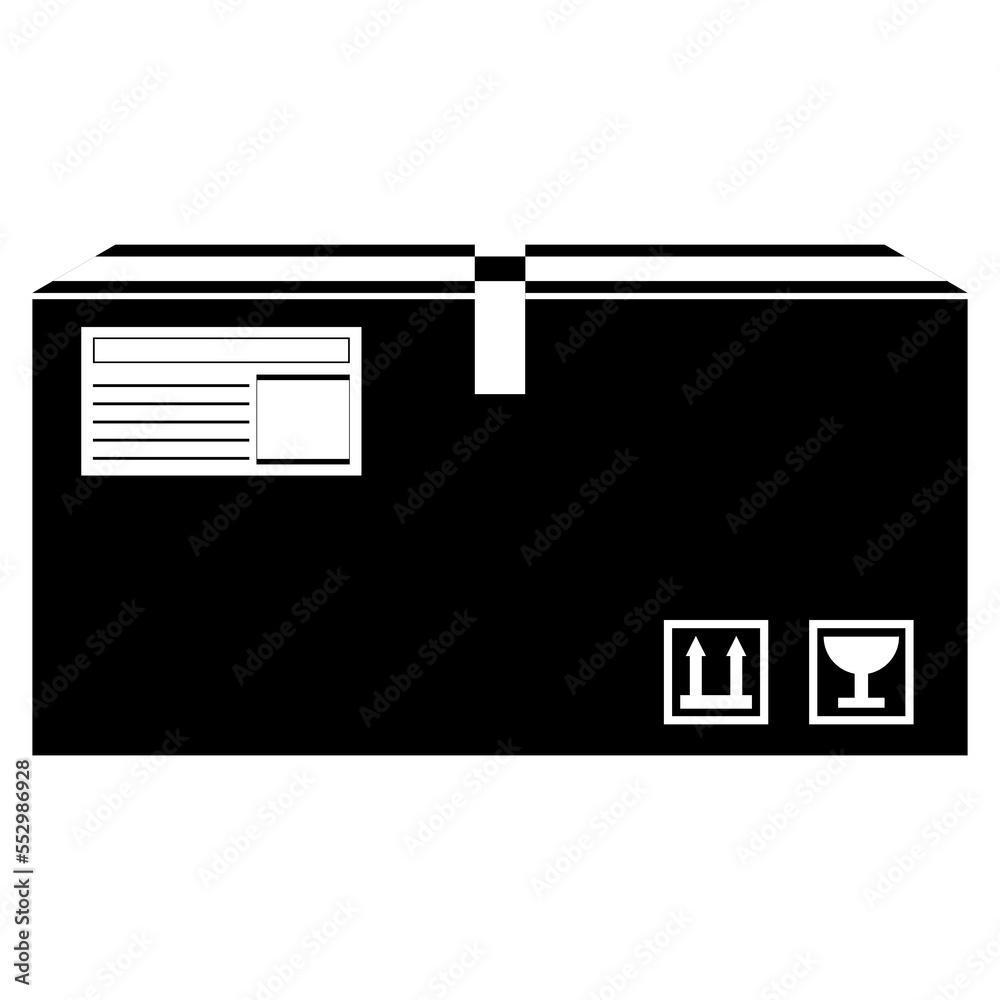 Cardboard box with signs isolated in outline style. Cardboard box with signs isolated in outline style.