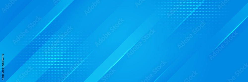 Modern blue gradient abstract vector long wide banner background ...