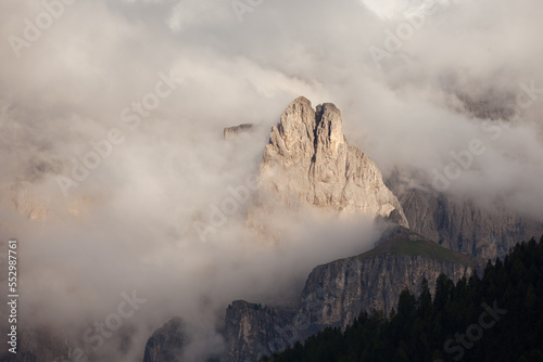 View on the Sella group in a cloudy day - Val Gardena, Dolomites